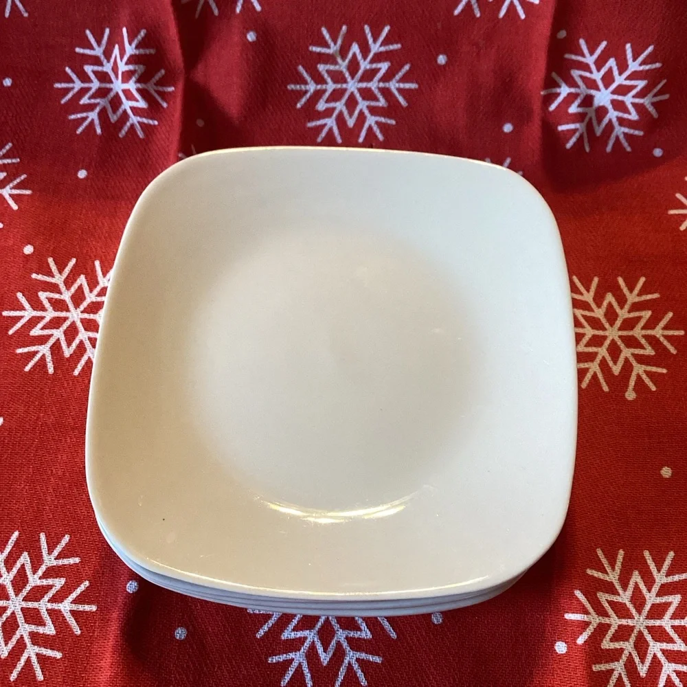 White Elements Square Plates - set of 4 - 5.5 inches across